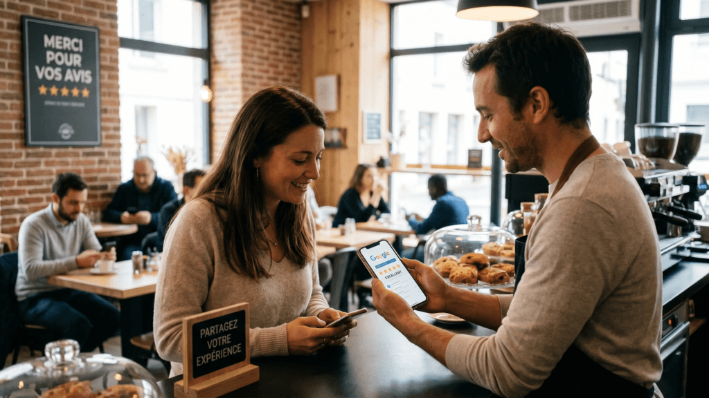 Fiche Google Business Profile avec avis clients et étoiles — impact SEO local